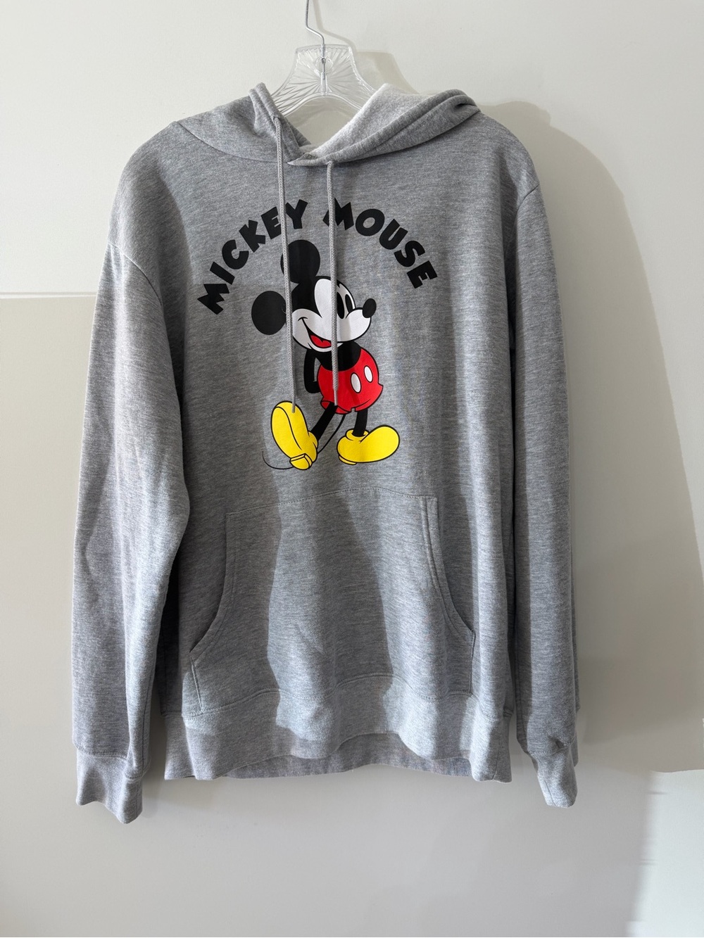 Disney Gray Mickey Mouse Hoodie with Red & Yellow Graphic